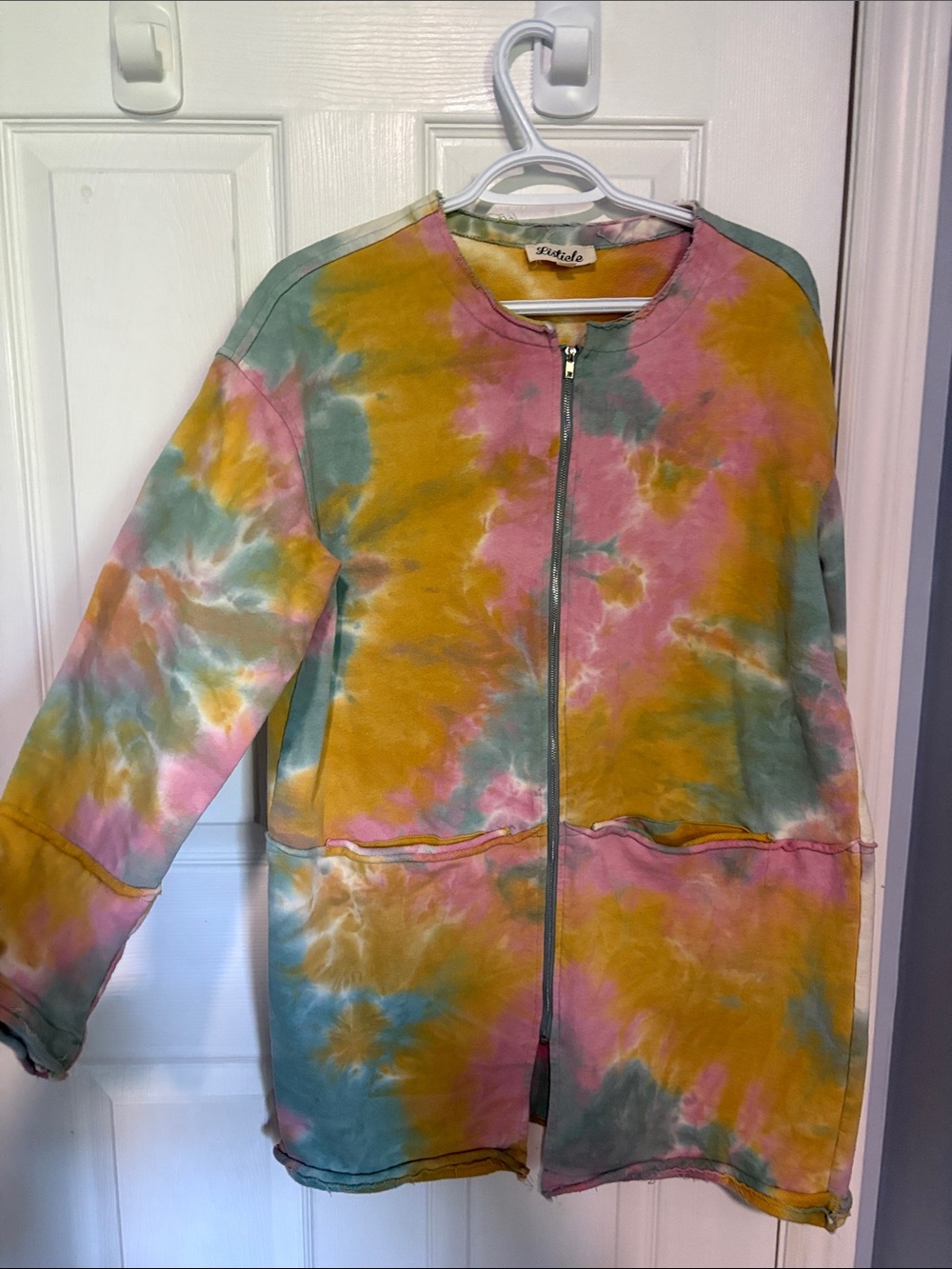 Pink, Yellow & Green Tie-Dye three quarter length Jacket